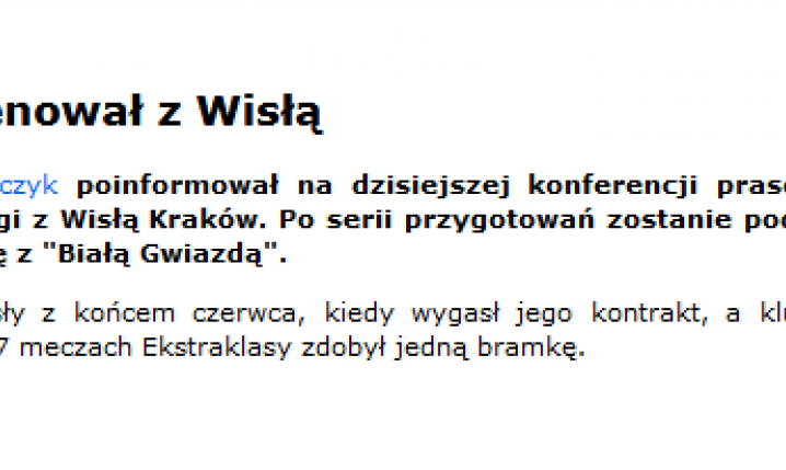 Paweł Brożek może ponownie zagrać w Wiśle